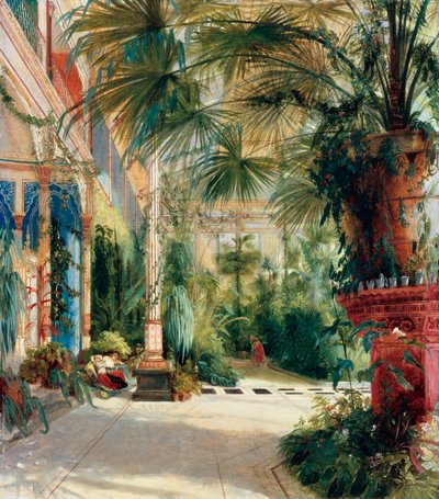 The Interior of the Palm House (1832-1833) by Carl Blechen
