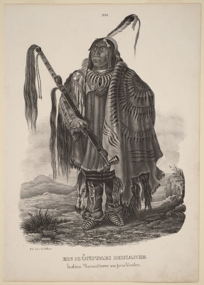 A Monitari Indian by Karl Bodmer