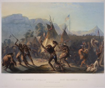 Fort McKenzie, 28th August 1833 (engraved by Manceau and Hurliman, published in 1842) by Karl Bodmer