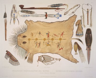 Indian utensils and arms, engraved by A. Zschokke and J. Hurliman by Karl Bodmer