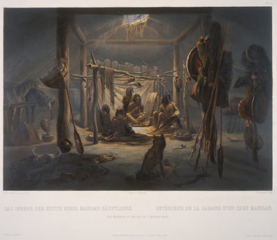 The Interior of the Hut of a Mandan Chief by Karl Bodmer