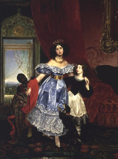 Portrait of Countess Samoilova with Amazilia Pacini and Black Boy by Karl Bryullov