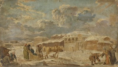 City Square in Winter, Second Half of the 18th century by Karl Friedrich Knappe