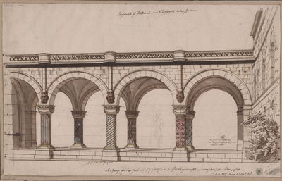 Ariodan. Opera by Etienne Nicolas Méhul. Design for the 1st Decoration. Arcade / A Gallery by Karl Friedrich Schinkel