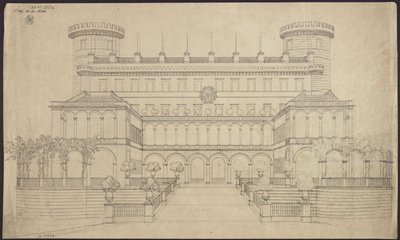 Bad Muskau. Castle. First Remodeling Proposal. Elevation of the South Side by Karl Friedrich Schinkel