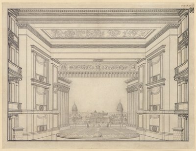 Berlin. Schauspielhaus on the Gendarmenmarkt, Stage by Karl Friedrich Schinkel
