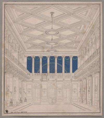 Berlin. Schauspielhaus on the Gendarmenmarkt, Concert Hall. Decoration for the Festival of Natural Scientists by Karl Friedrich Schinkel