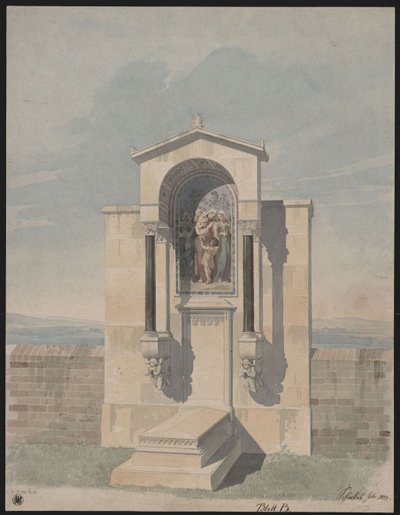 Bonn. Design for the Tomb Monument for Barthold Georg Niebuhr, with the Image of Christian Virtues "Faith, Love, Hope" by Karl Friedrich Schinkel