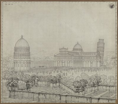 The Cathedral Church, the Leaning Tower, the Camposanto and the Baptistery in Pisa by Karl Friedrich Schinkel