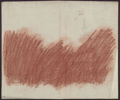 Flat application of red chalk for tracing the depiction on the recto by Karl Friedrich Schinkel