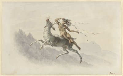 Woman on a Deer Floating Through the Air by Karl Friedrich Schinkel