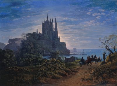 Gothic Church on a Rock by the Sea by Karl Friedrich Schinkel