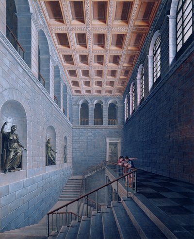Interior view of a staircase, design for a castle in Koestritz, 1802-03 by Karl Friedrich Schinkel