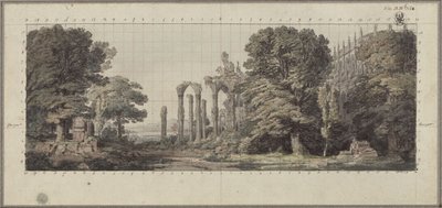 Church and Ruins of a Gothic Monastery under Trees by Karl Friedrich Schinkel