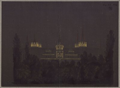 Merseburg. Castle. Design for the illumination of the castle on the occasion of the homage celebrations for Frederick William III of Prussia by Karl Friedrich Schinkel