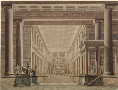 Olimpia. Opera by Gaspare Spontini. Design for the 2nd Decoration. Interior of the Temple of Diana by Karl Friedrich Schinkel