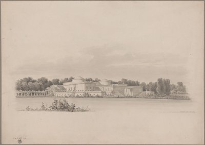 Potsdam-Sanssouci. Antique Country House near Charlottenhof Palace. Perspective View from Northeast by Karl Friedrich Schinkel