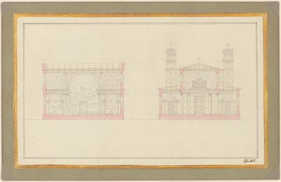 Section of the Crossing and the West End of a Cathedral for Berlin by Karl Friedrich Schinkel