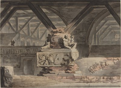 Stage Design: A Sepulchral Vault by Karl Friedrich Schinkel