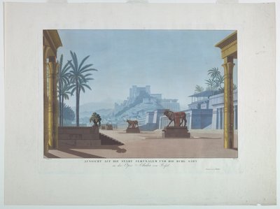 Stage Design: Jerusalem and Mount Zion, for Athalia by Karl Friedrich Schinkel