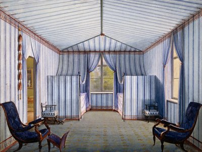 Tent-room in Charlottenhof Palace, after 1830, watercolour by Karl Friedrich Schinkel by Karl Friedrich Schinkel
