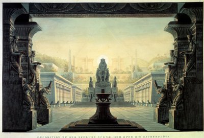 Theatre Decor: Decor for the Opera La Flute Enchante (Die Zauberflote) by Karl Friedrich Schinkel