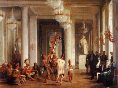 Dance by Iowa Indians in the Salon de la Paix at the Tuileries, Presented by the Painter George Catlin by Karl Girardet