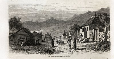 The camp creole, at Port Louis, drawing by Karl Girardet, to illustrate Alfred Verney
