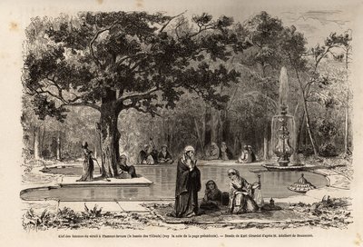 The kief of the women of the serail in Flamour-Javuzu, in the palace of Constantinople, Turkey, drawing by Karl Girardet, to illustrate a visit to the serail in 1860, by an anonymous woman. Engraving in 
