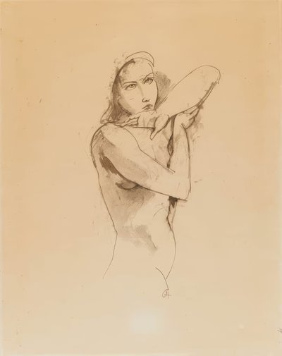 Female Nude with Raised Left Arm by Karl Hofer