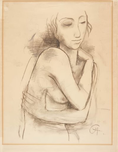 Female Half-Nude with Crossed Arms by Karl Hofer