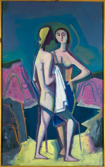 Two Women in Front of Mountains by Karl Hofer