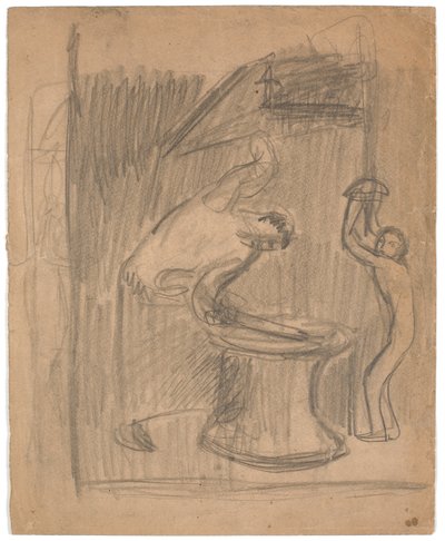Composition Sketch: A Journeyman at the Anvil and a Boy at the Bellows by Karl Isakson