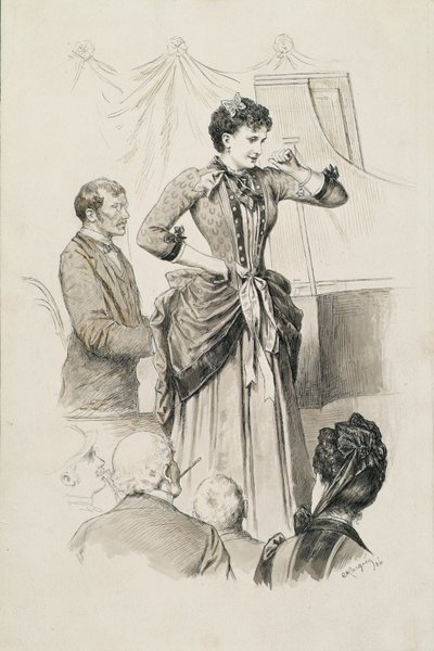 Viennese Types: Singer Miss Hornischer and Her Pianist Before Audience by Karl Karger