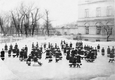 Pupils of the Smolny Institute for Noble Maidens at Winter Walk, c. 1913 by Karl Karlovich Bulla