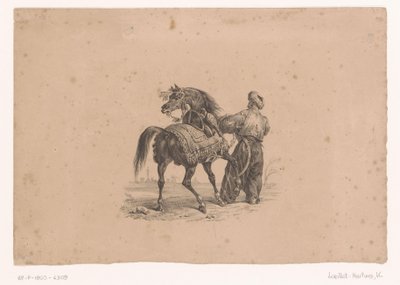 Horse and Standing Man in Ottoman Attire (Horses and Riders) by Karl Loeillot Hartwig