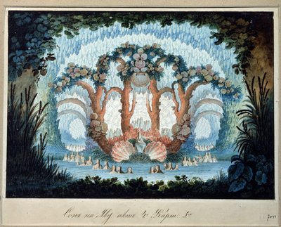 Stage Design for the Opera Chor Valley by A. Verstovski by Karl Ossipovich the Elder Braun