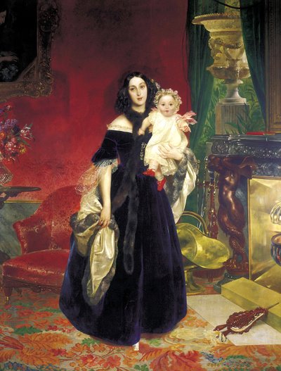 Maria Arkadyevna Stolypina Beck 1819-1889 with her Daughter by Karl Pavlovich Bryullov