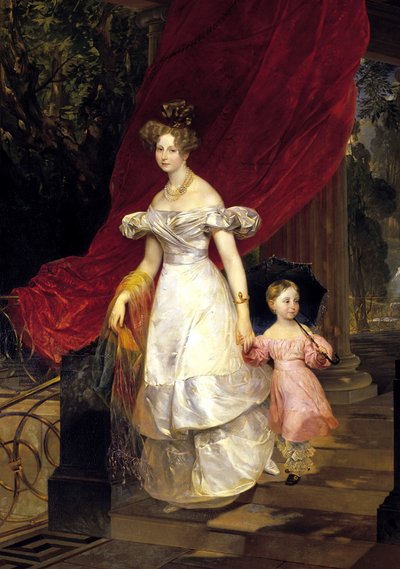 Portrait of Grand Duchess Elena Pavlovna of Russia with Her Daughter Maria by Karl Pavlovich Bryullov
