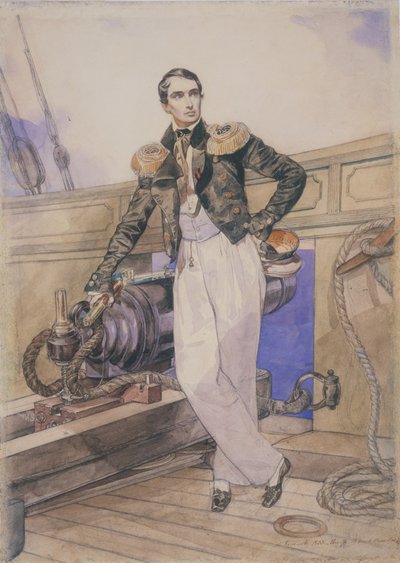 Vladimir Alexeyevich Kornilov Aboard the Brig Themistocles by Karl Pavlovich Bryullov