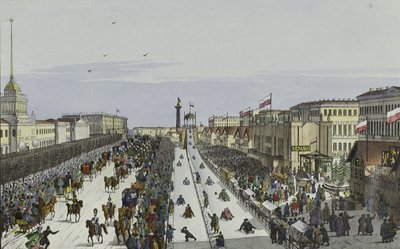 Public merry-making on the Admiralty Square in Saint Petersburg by Karl Petrovich Beggrov