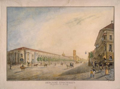 View of Nevsky Prospekt Near the Gostiny Dvor in Saint Petersburg by Karl Petrovich Beggrov