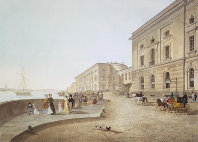 View of the Neva Embankment by the Old Hermitage Building by Karl Petrovich Beggrov