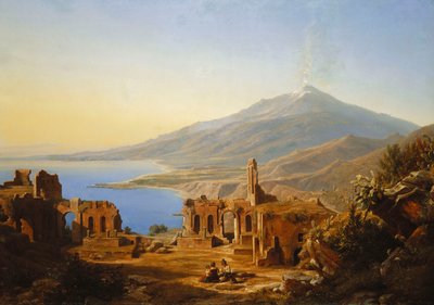 Teatro Greco, Taormina, with Etna beyond by Karl Robert Kummer
