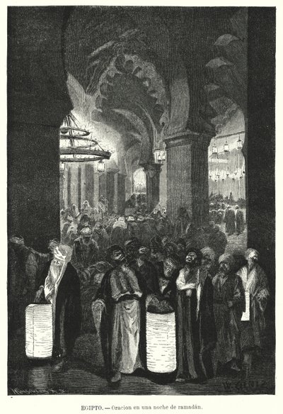 Evening prayers during Ramadan, Egypt by Karl Wilhelm Gentz