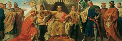 Frederick Barbarossa Enfeoffs Henry Jasomirgott and Henry the Lion by Karl von Blaas