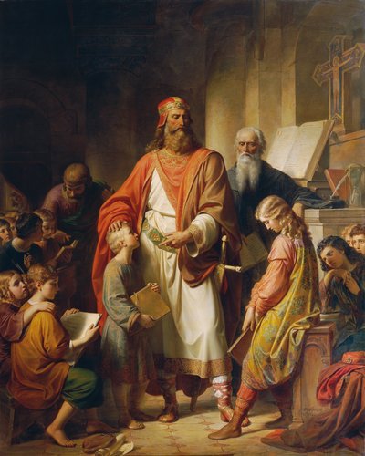 Charlemagne Reprimands the Negligent Students by Karl von Blaas