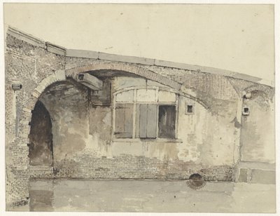 Old bridge with house or cellar windows under the quay by Kasparus Karsen