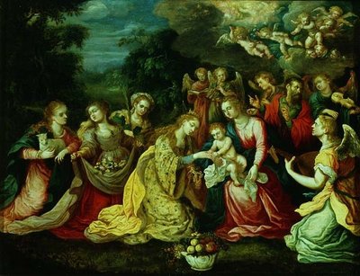 The Mystic Marriage of St. Catherine by Kasper or Gaspar van den (attr. to) Hoecke