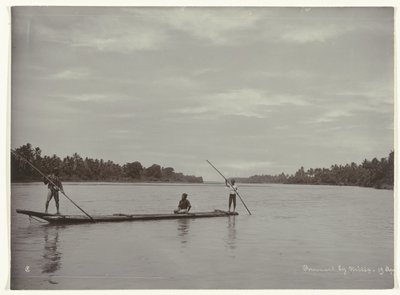 Crossing a River with a Long Log Boat by Kassian Cephas